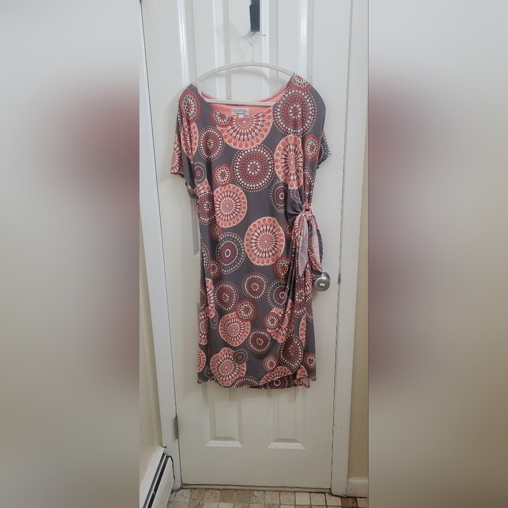 Robbie Bee Gray and Pink Midi Dress